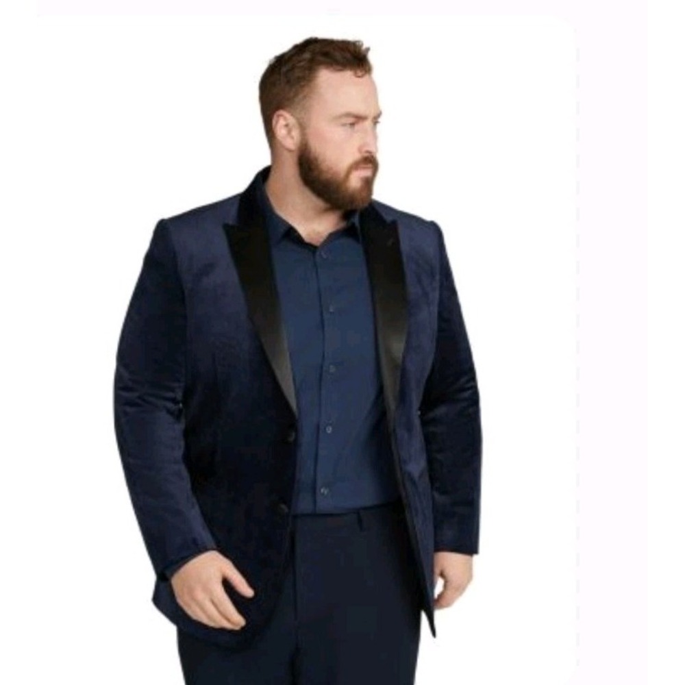 Johnny Bigg Brando Blue Velvet Shine Satin Trim Men's‎ Blazer Size 48